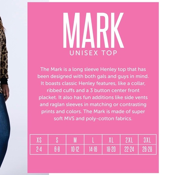 LuLaRoe Pink Long-Sleeve Henley “Mark” 3X BNWT - Picture 12 of 12